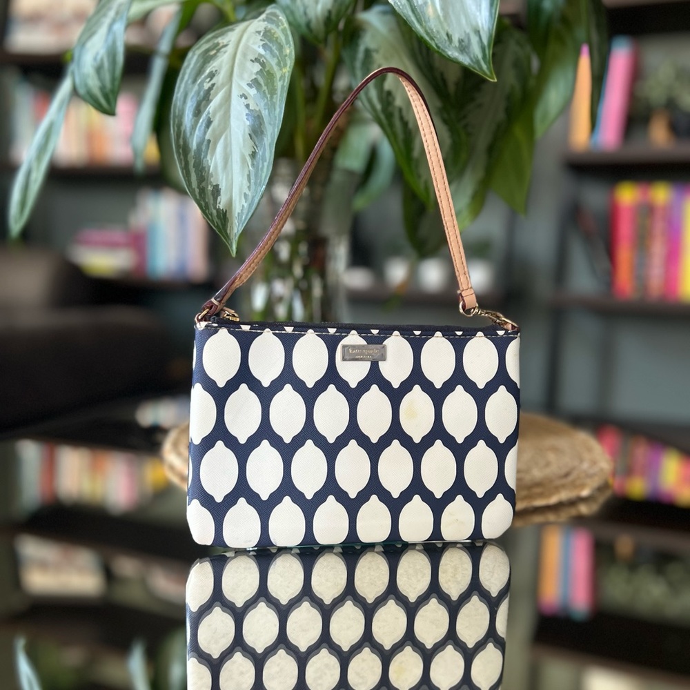 Kate Spade - Navy Lemon Wristlet - Convertible Strap - Discontinued Pattern